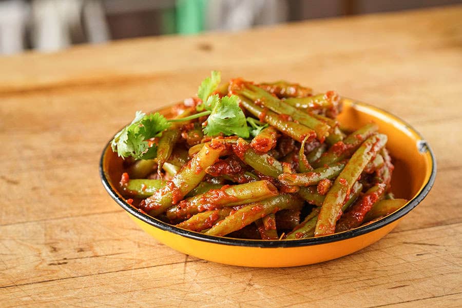 خوراک لوبیا سبز بدون گوشت